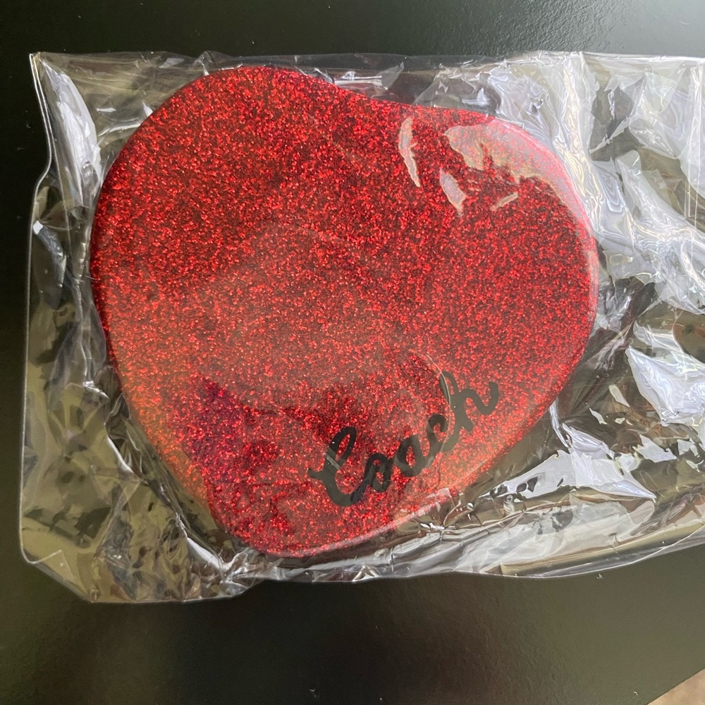 Coach Glitter Red Heart Compact Mirror